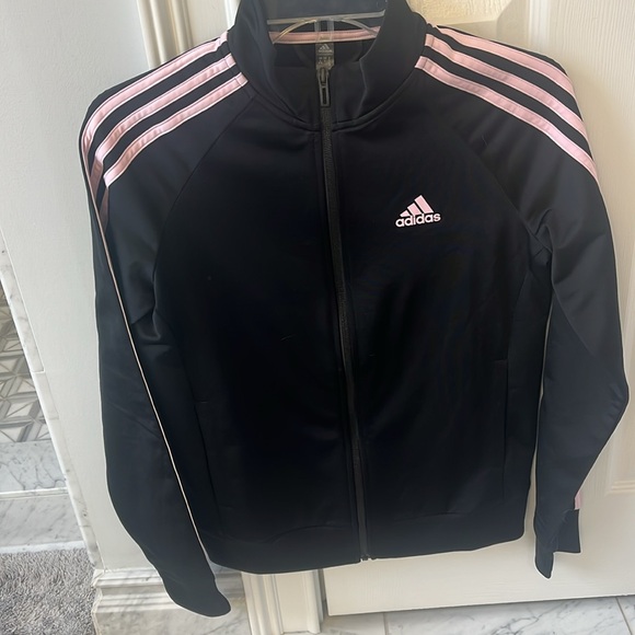 Adidas Black Track Jacket with Pink Stripes - Picture 6 of 12